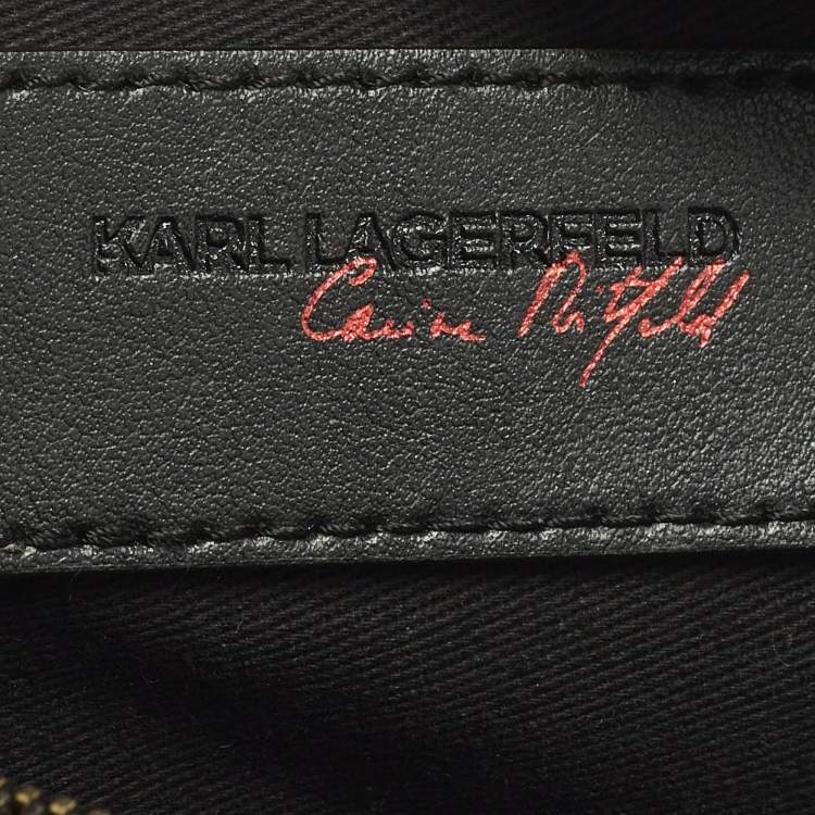 Pre Owned Karl Lagerfeld Double Zip Black Leather Belt Bag