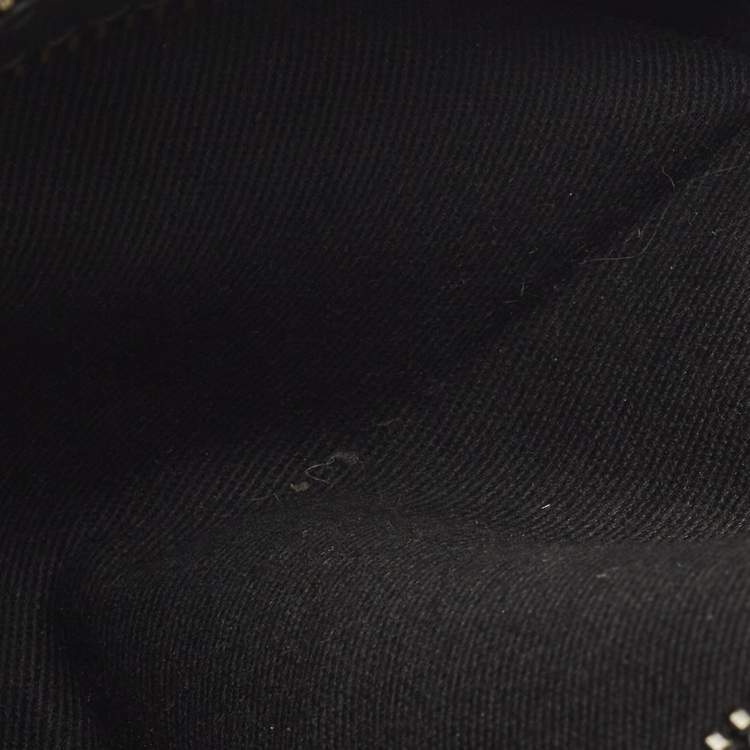 Pre Owned Karl Lagerfeld Double Zip Black Leather Belt Bag