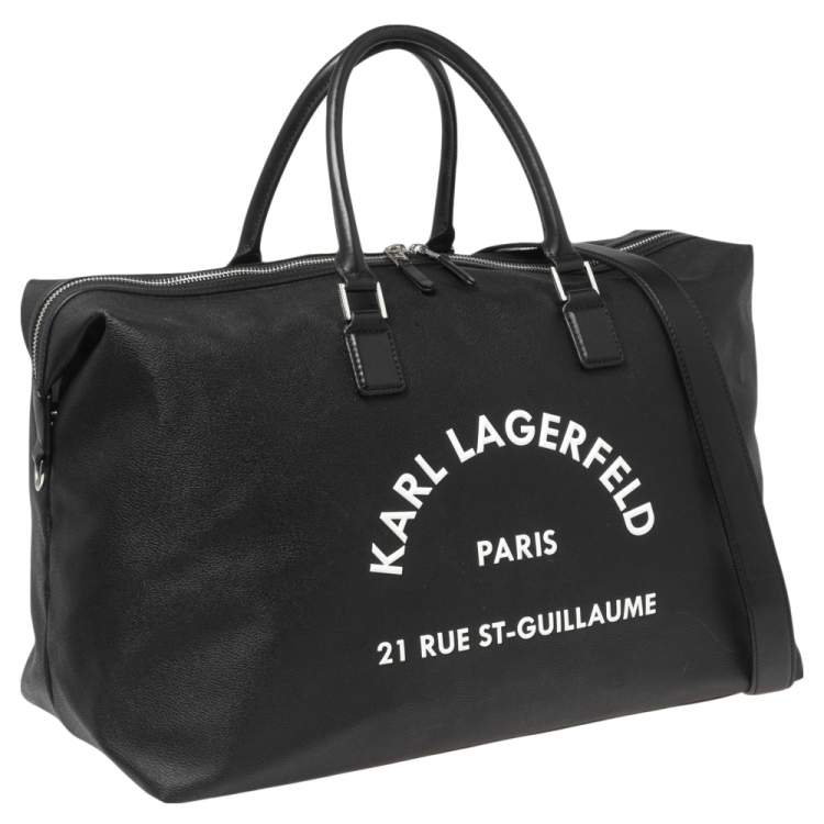 Pre Owned Karl Lagerfeld Black Coated Canvas Rue St-Guillaume Weekender Duffel Bag