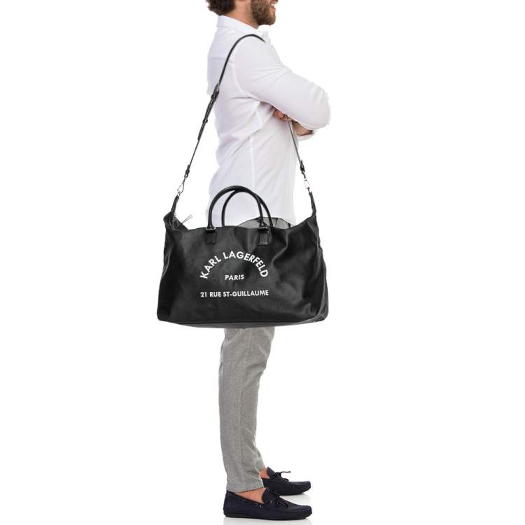 Pre Owned Karl Lagerfeld Black Coated Canvas Rue St-Guillaume Weekender Duffel Bag