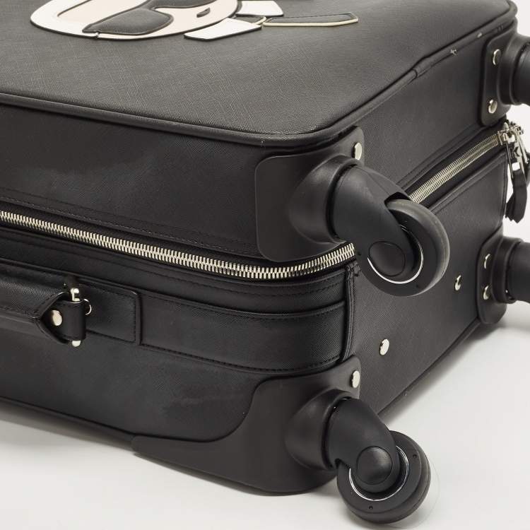 Pre Owned Karl Lagerfield Black Coated Canvas K/IKONIC Trolley bag