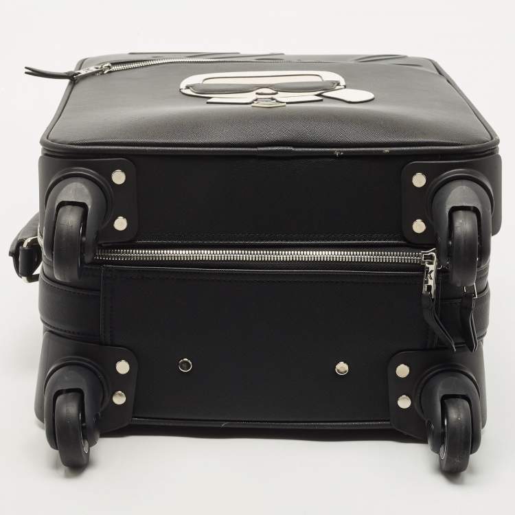 Pre Owned Karl Lagerfield Black Coated Canvas K/IKONIC Trolley bag