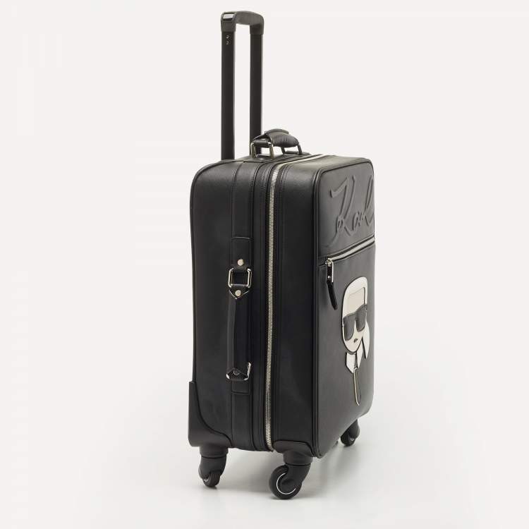 Pre Owned Karl Lagerfield Black Coated Canvas K/IKONIC Trolley bag