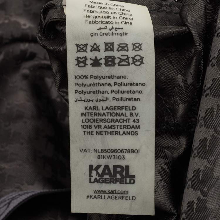 Pre Owned Karl Lagerfield Black Coated Canvas K/IKONIC Trolley bag