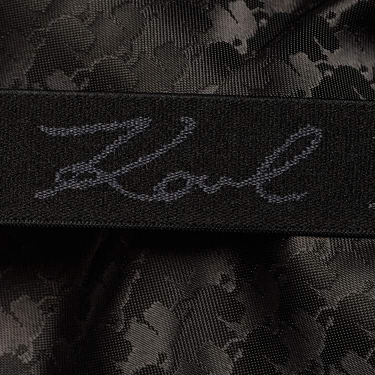 Pre Owned Karl Lagerfield Black Coated Canvas K/IKONIC Trolley bag