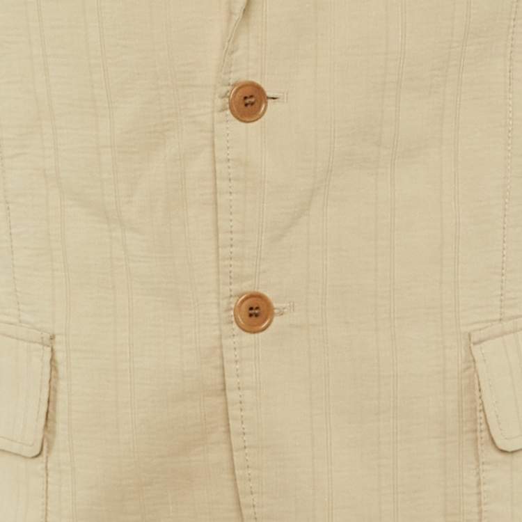 Pre Owned Kenzo Homme Beige Cotton & Linen Blend Single Breasted Blazer L