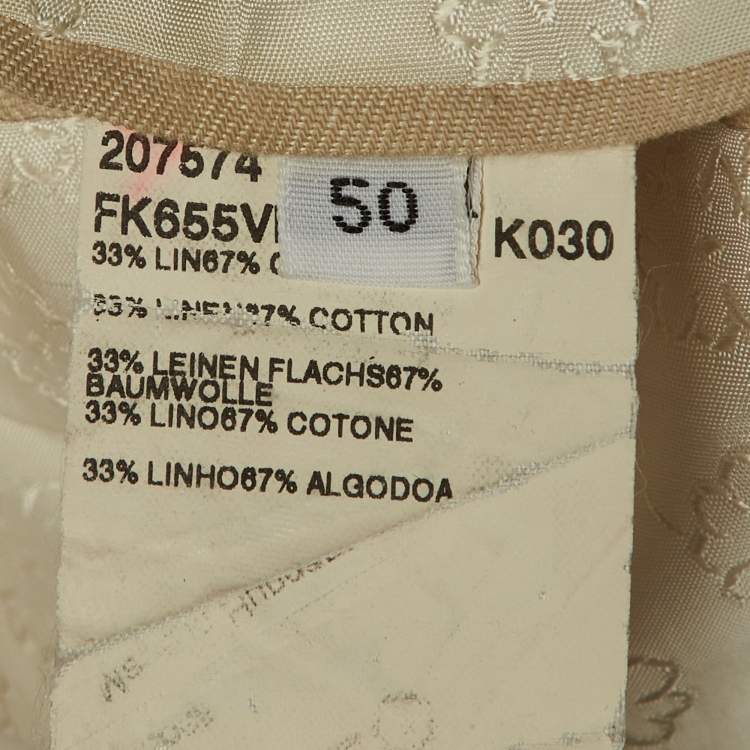 Pre Owned Kenzo Homme Beige Cotton & Linen Blend Single Breasted Blazer L