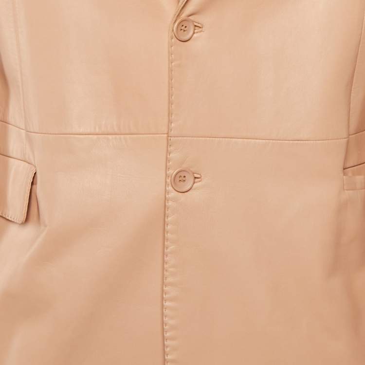 مملوكة مسبقًا Kenzo Homme Peach Leather Two Buttoned Jacket XXL