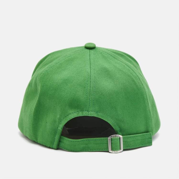Pre Owned Kenzo Green Logo Flock Print Cotton Baseball Cap One Size