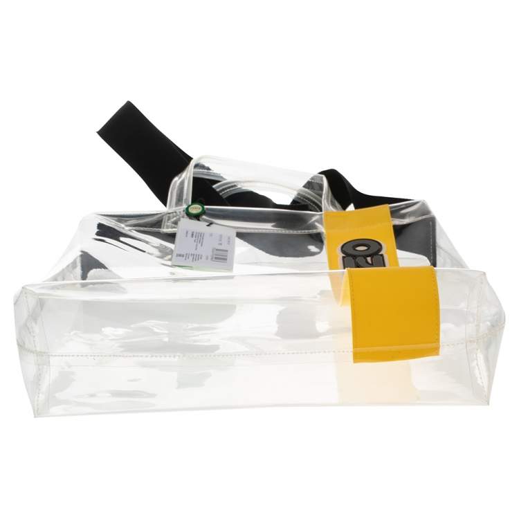 Pre Owned Kenzo Yellow/Clear PVC Logo Shopper Tote