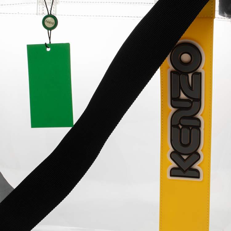 Pre Owned Kenzo Yellow/Clear PVC Logo Shopper Tote