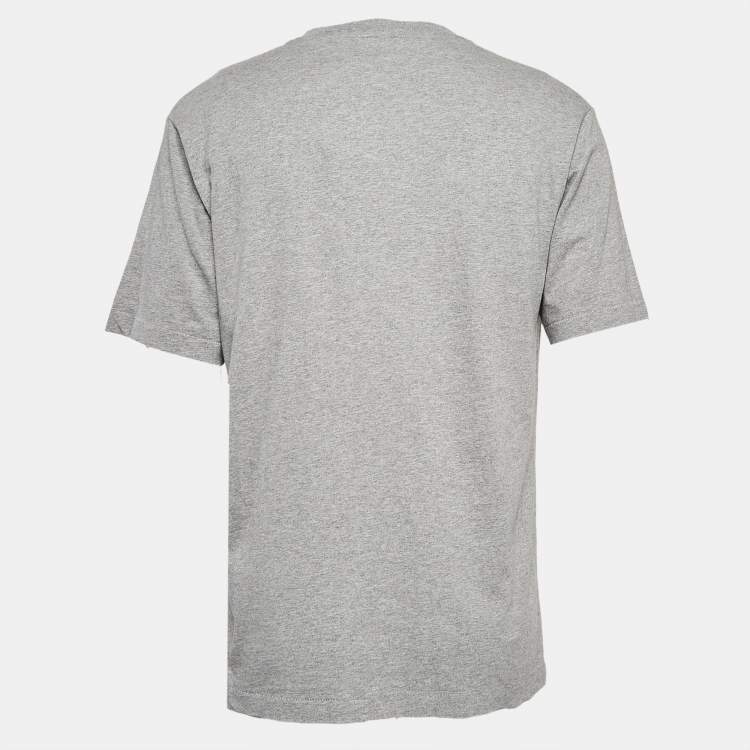 Pre Owned Kenzo Grey Logo Print Cotton Oversize T-Shirt M