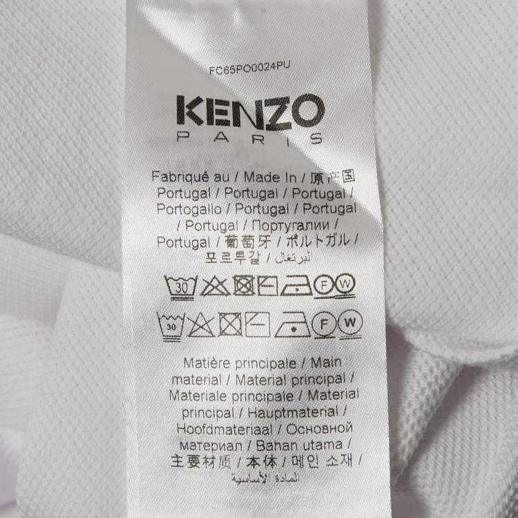 مملوكة مسبقًا Kenzo White Boke Flower Applique Pique Crest Classic T-Shirt L