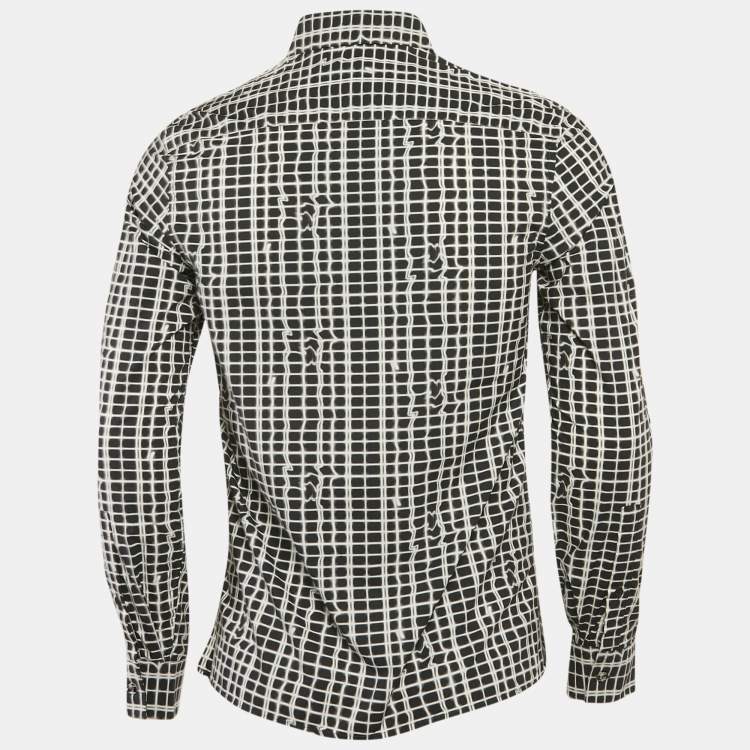 Pre Owned Kenzo Black/White Printed Cotton Button Front Shirt S