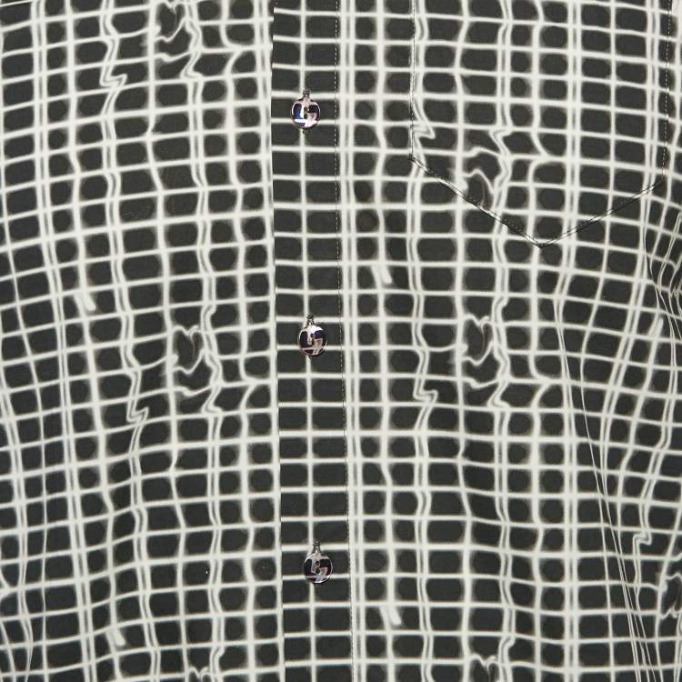 Pre Owned Kenzo Black/White Printed Cotton Button Front Shirt S
