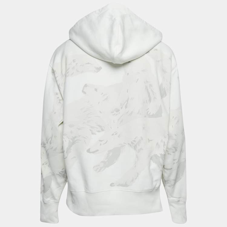 Pre Owned Kenzo White Polar Bear Print Cotton Knit Seasonal Hoodie M