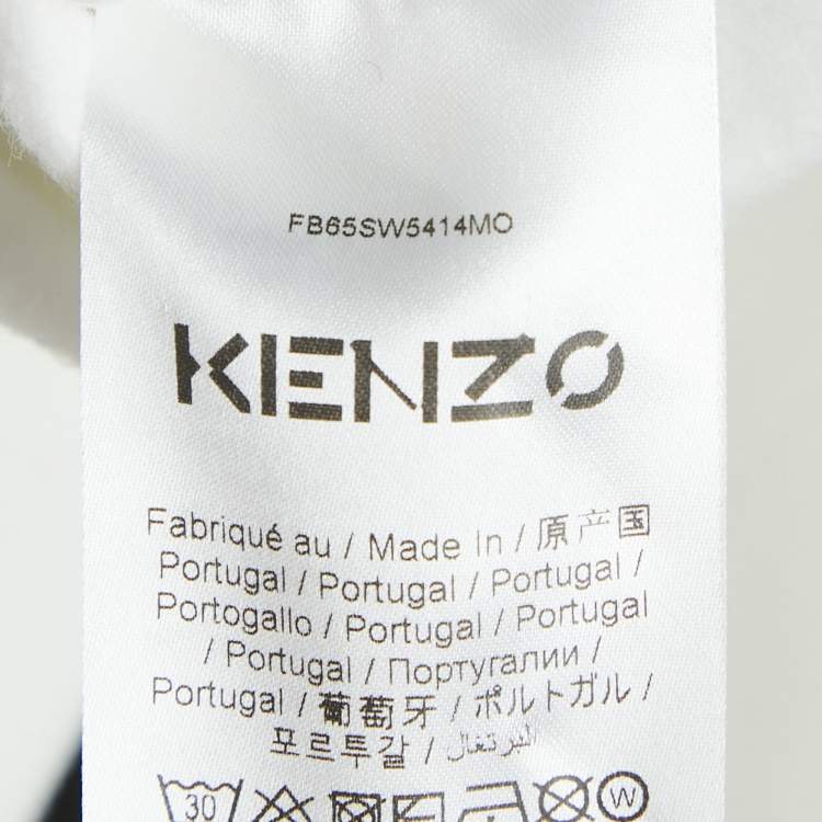 Pre Owned Kenzo White Polar Bear Print Cotton Knit Seasonal Hoodie M