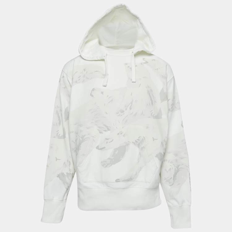 Pre Owned Kenzo White Polar Bear Print Cotton Knit Seasonal Hoodie M