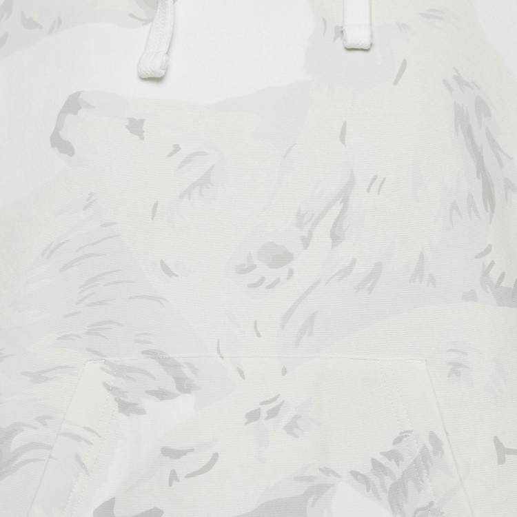 Pre Owned Kenzo White Polar Bear Print Cotton Knit Seasonal Hoodie M