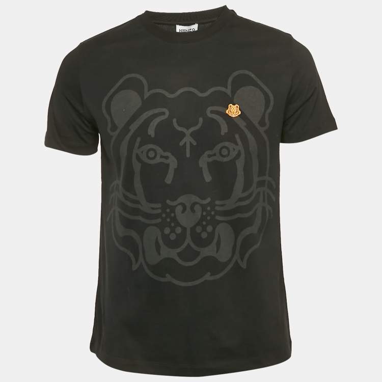 Pre Owned Kenzo Black K-Tiger Jersey Loose Fit T-Shirt M