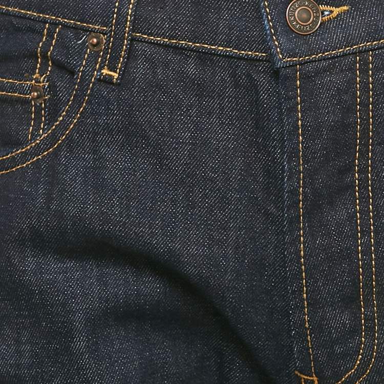 Pre Owned Kenzo Navy Blue Denim Roll-Up Slim Jeans S Waist 31"