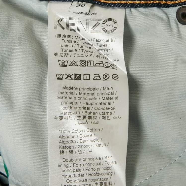Pre Owned Kenzo Navy Blue Denim Roll-Up Slim Jeans S Waist 31"