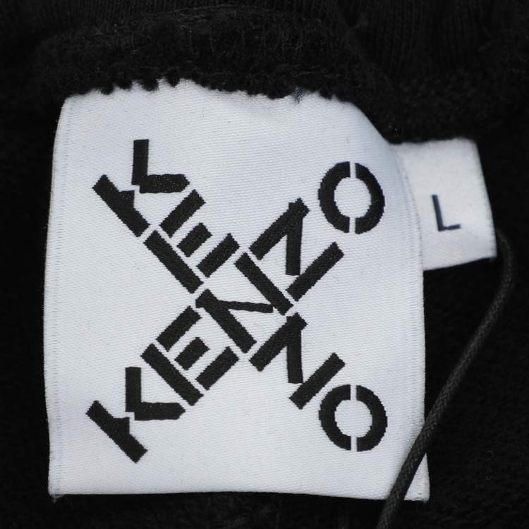 Pre Owned Kenzo Black Jersey Logo Print Short L