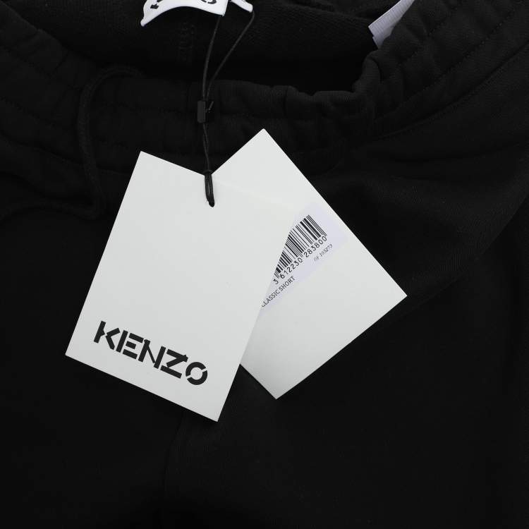 Pre Owned Kenzo Black Jersey Logo Print Short L