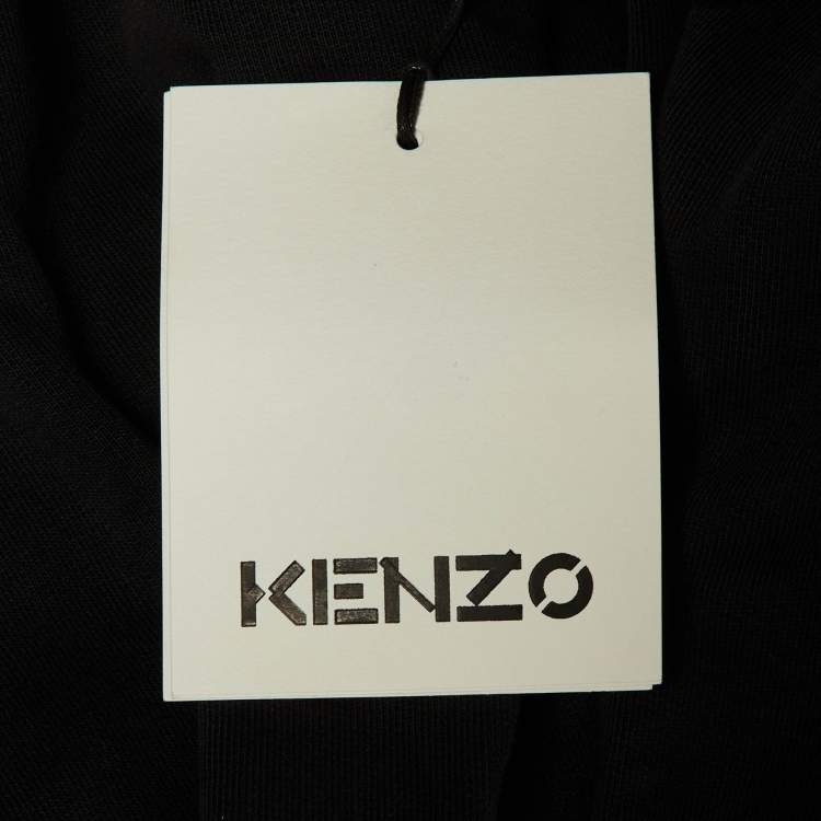 Pre Owned Kenzo Black Tiger Print Cotton Crew Neck Sweater L