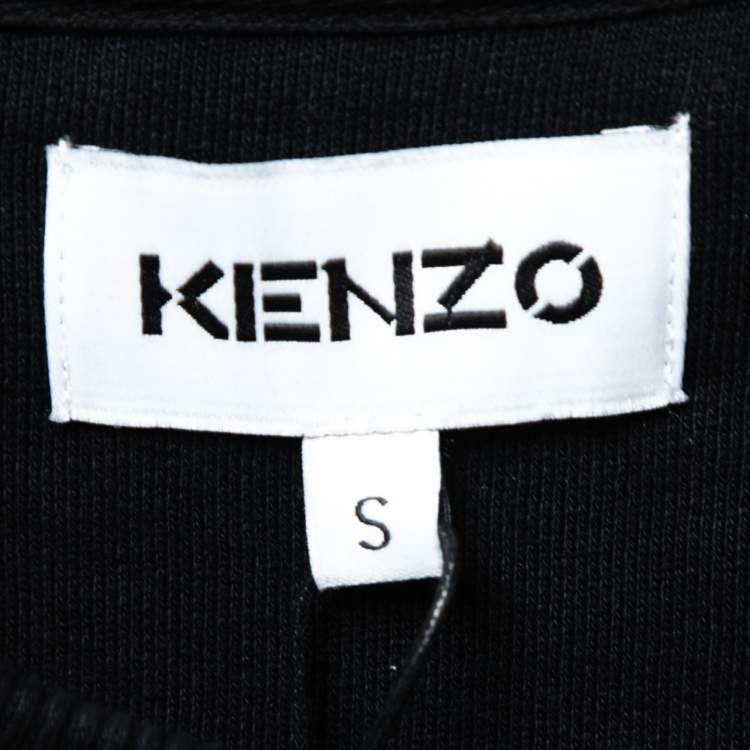 Pre Owned Kenzo Black Tiger Logo Embroidered Cotton Sweatshirt S