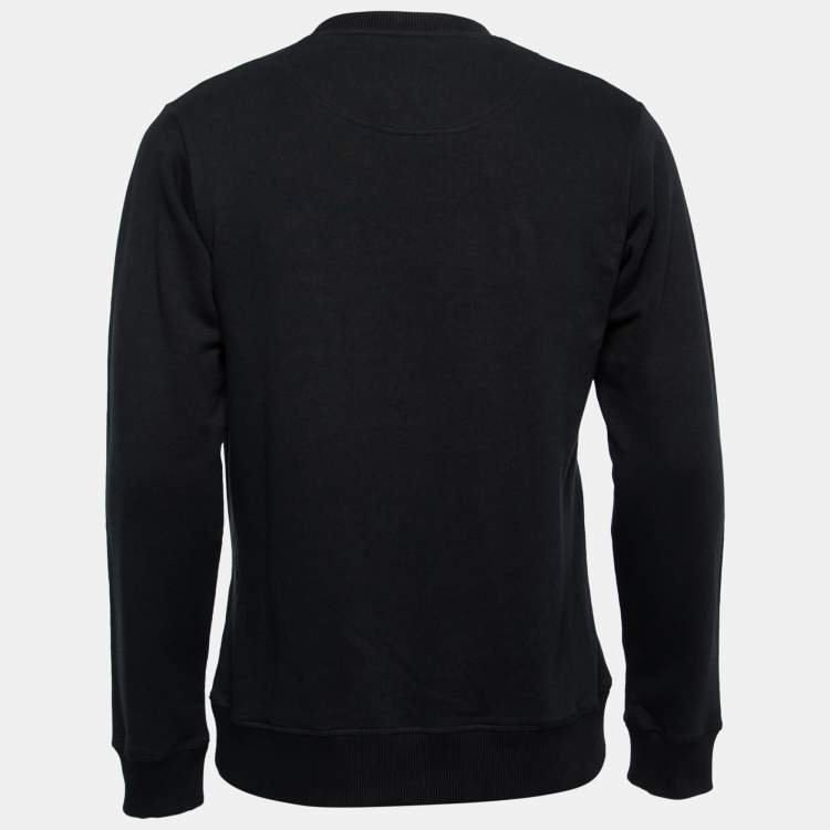 Pre Owned Kenzo Black Tiger Logo Embroidered Cotton Sweatshirt S