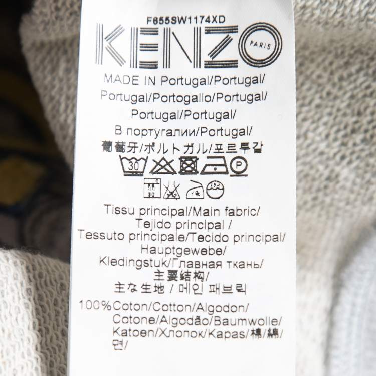 Pre Owned Kenzo Grey & Blue Cotton Tiger Embroidered Sweatshirt M