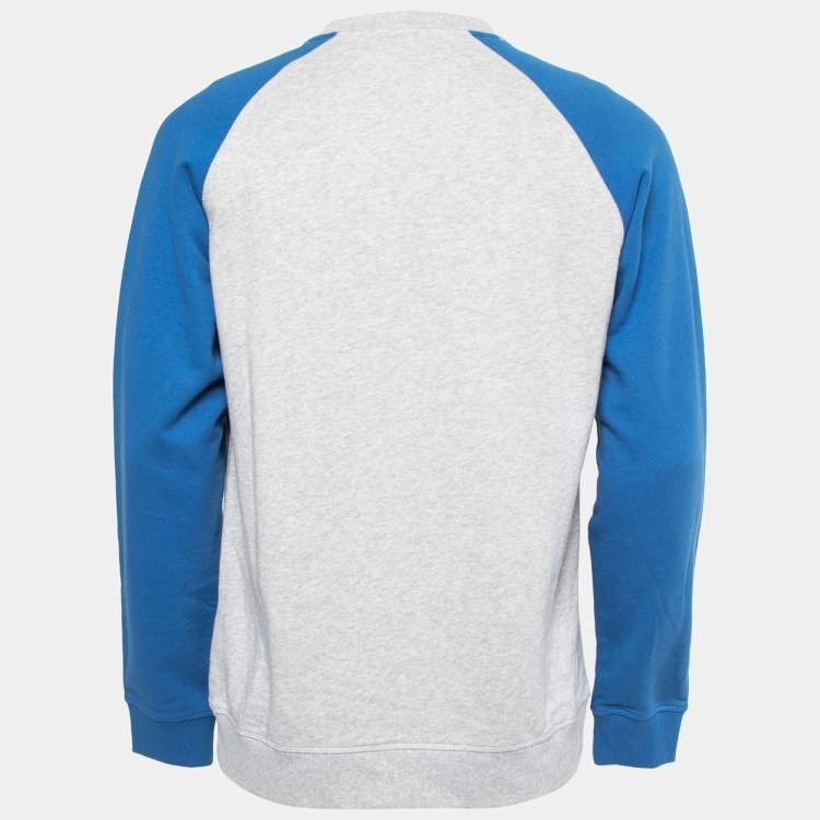 Pre Owned Kenzo Grey & Blue Cotton Tiger Embroidered Sweatshirt M