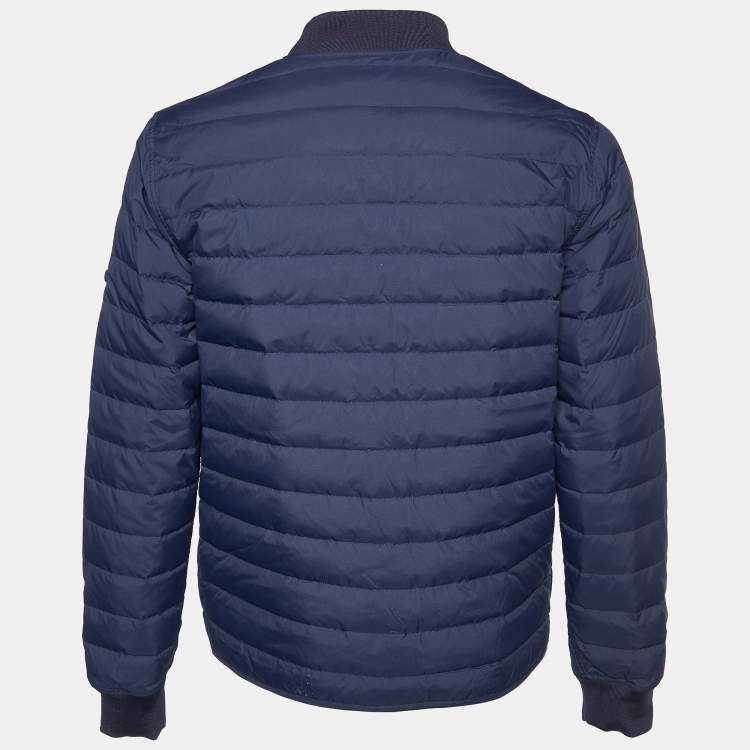 Pre Owned Kenzo Blue Printed Quilted Reversible Jacket M