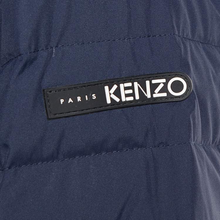 Pre Owned Kenzo Blue Printed Quilted Reversible Jacket M