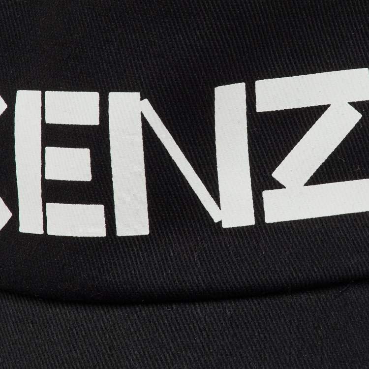 Pre Owned Kenzo Black Logo Print Cotton Baseball Cap One Size
