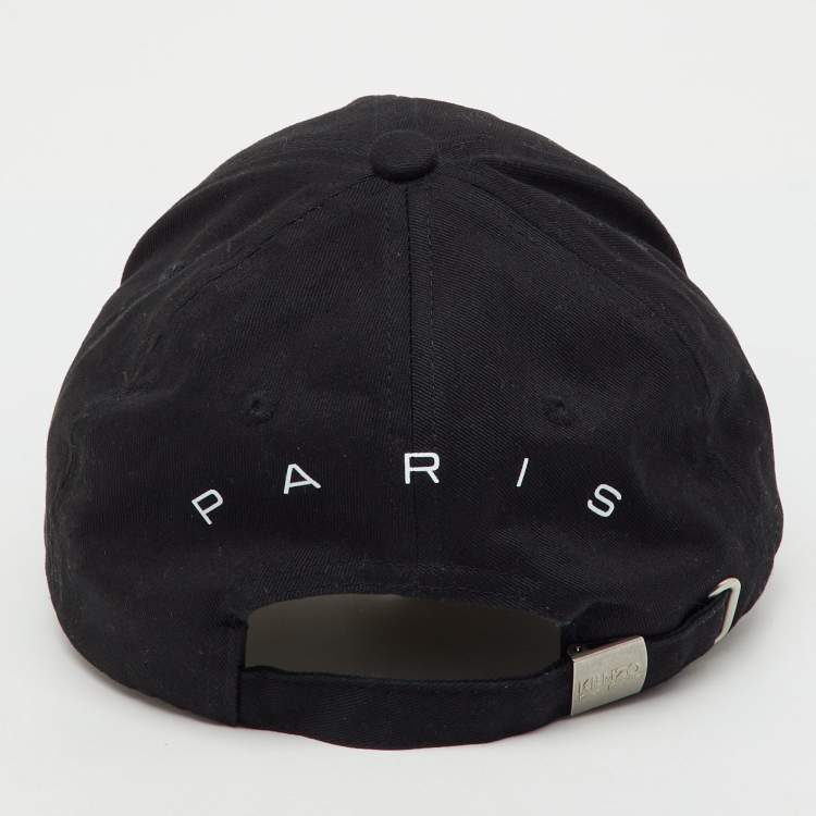 Pre Owned Kenzo Black Logo Print Cotton Baseball Cap One Size