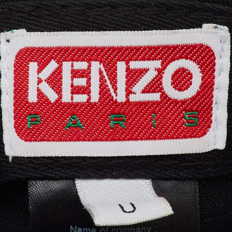 Pre Owned Kenzo Black Logo Print Cotton Baseball Cap One Size