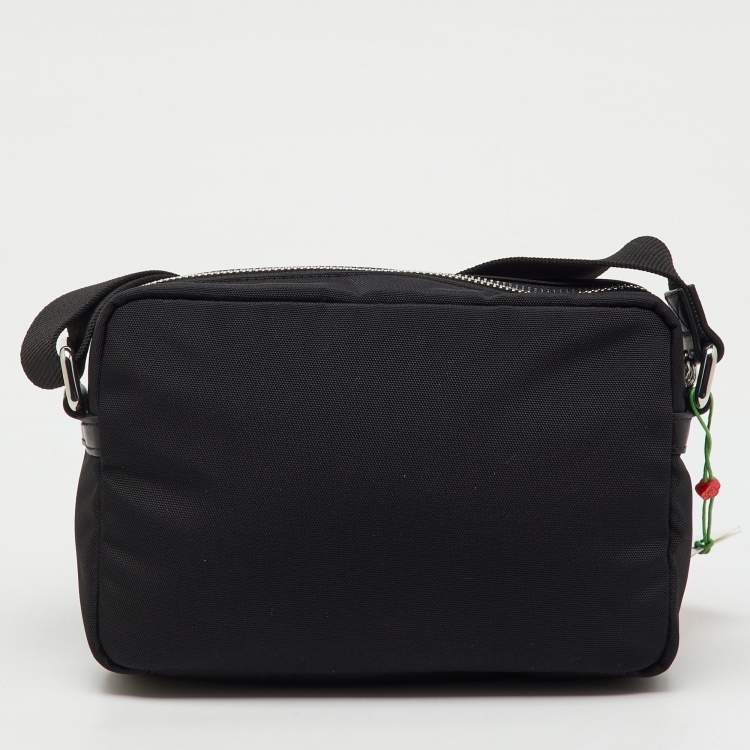 Pre Owned Kenzo Black Fabric Tiger Varsity Embroidered Crossbody Bag