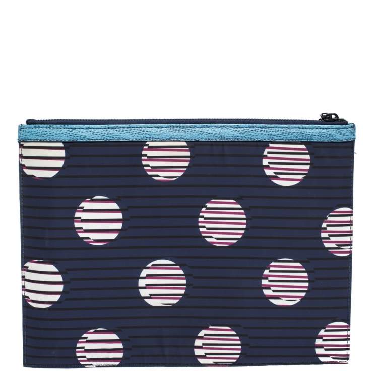 Pre Owned Kenzo Multicolor Striped Fabric and Leather A4 Zip Pouch