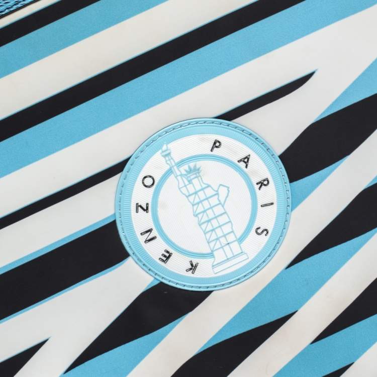 Pre Owned Kenzo Multicolor Striped Fabric and Leather A4 Zip Pouch