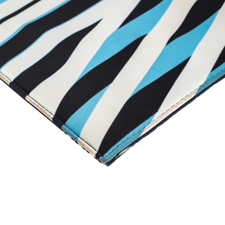 Pre Owned Kenzo Multicolor Striped Fabric and Leather A4 Zip Pouch