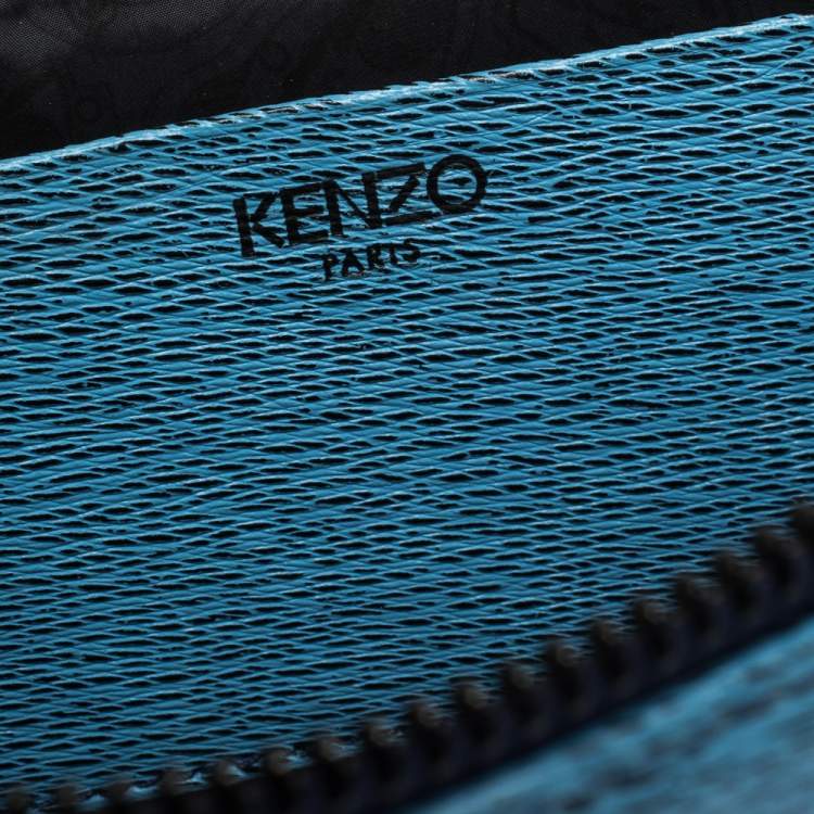 Pre Owned Kenzo Multicolor Striped Fabric and Leather A4 Zip Pouch