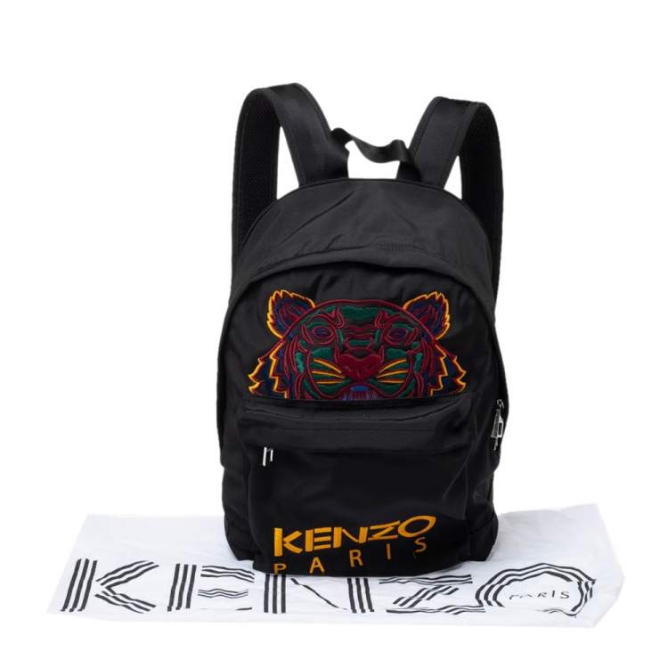 مملوكة مسبقًا Kenzo Black Nylon Embroidered Tiger Backpack