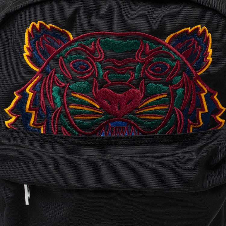 مملوكة مسبقًا Kenzo Black Nylon Embroidered Tiger Backpack