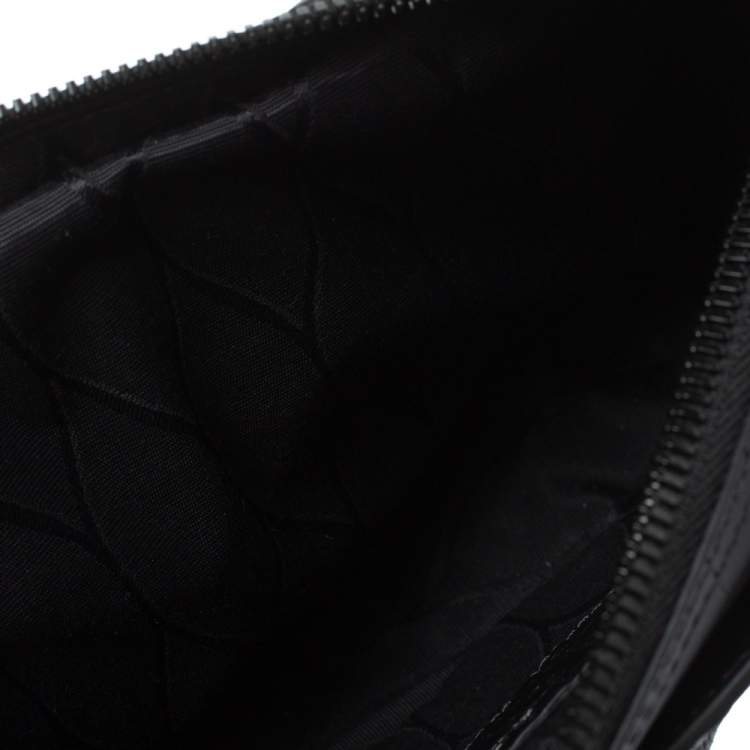 Pre Owned Kenzo Black Croc Embossed Leather Hiker Crossbody Bag