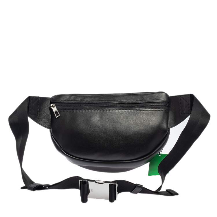 Pre Owned Kenzo Black Leather Tiger Embroidered Belt Bag
