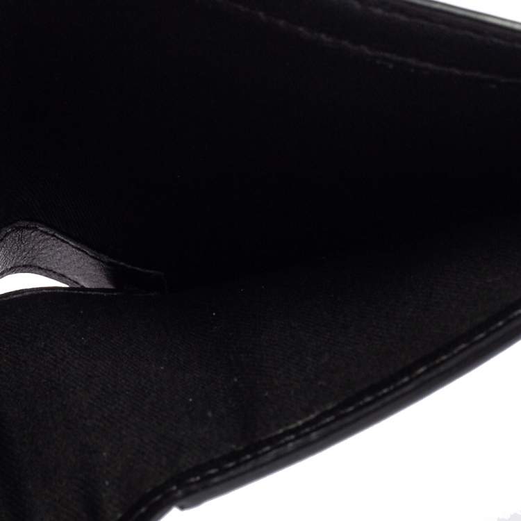Pre Owned Kenzo Black Leather Sqaure Logo Bifold Wallet 
