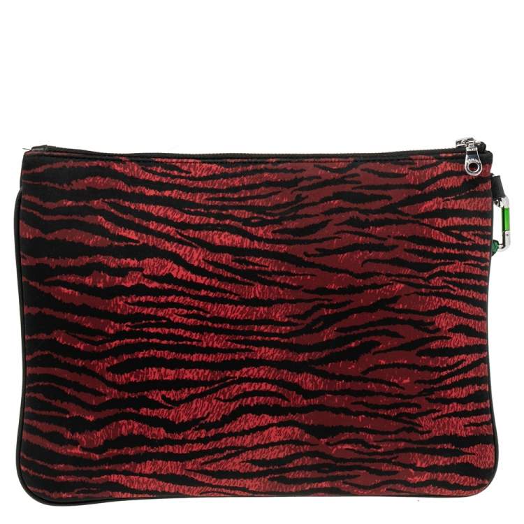 Pre Owned Kenzo x H&M Multicolor Animal Print And Geometric Pattern Nylon Pouch
