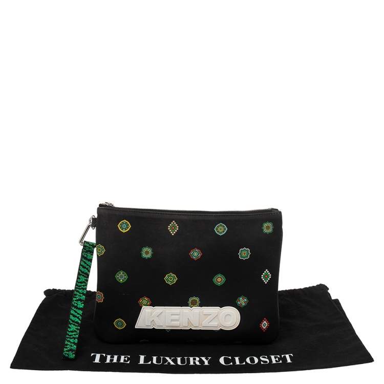 Pre Owned Kenzo x H&M Multicolor Animal Print And Geometric Pattern Nylon Pouch